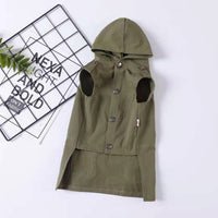 HKM-618515 Cozy Cotton Dog Sweater with Hood for Small Dogs in Khaki and Army Green