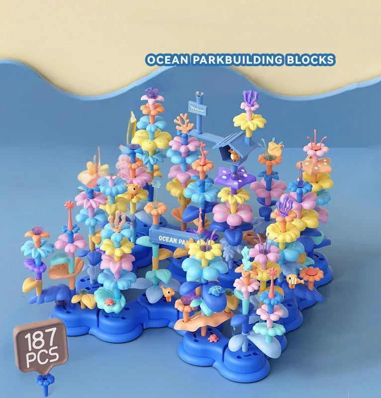 KTX-618515 DIY Ocean World Flower Building Block Toy Set for Creative Children Aged 5-13