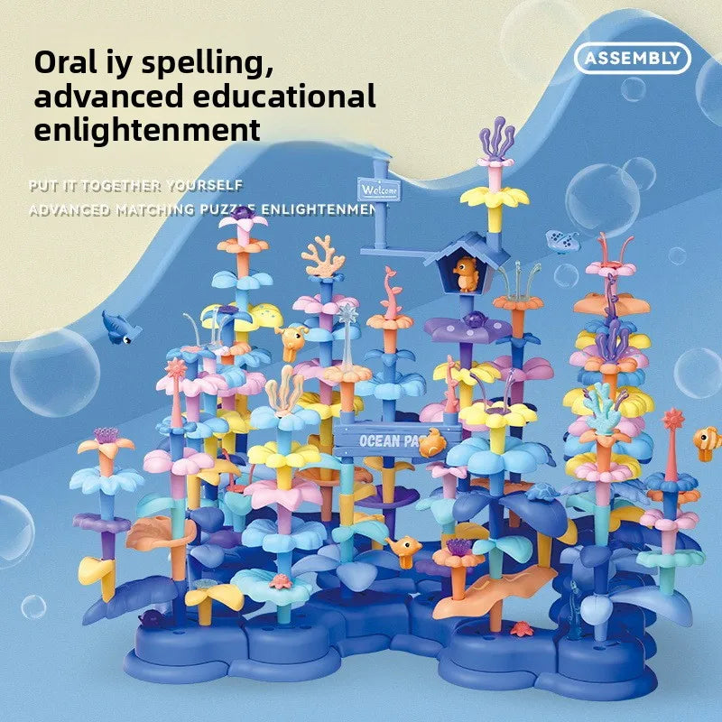 KTX-618515 DIY Ocean World Flower Building Block Toy Set for Creative Children Aged 5-13