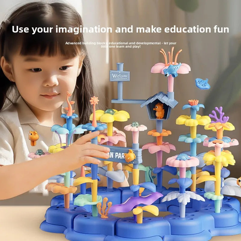 KTX-618515 DIY Ocean World Flower Building Block Toy Set for Creative Children Aged 5-13