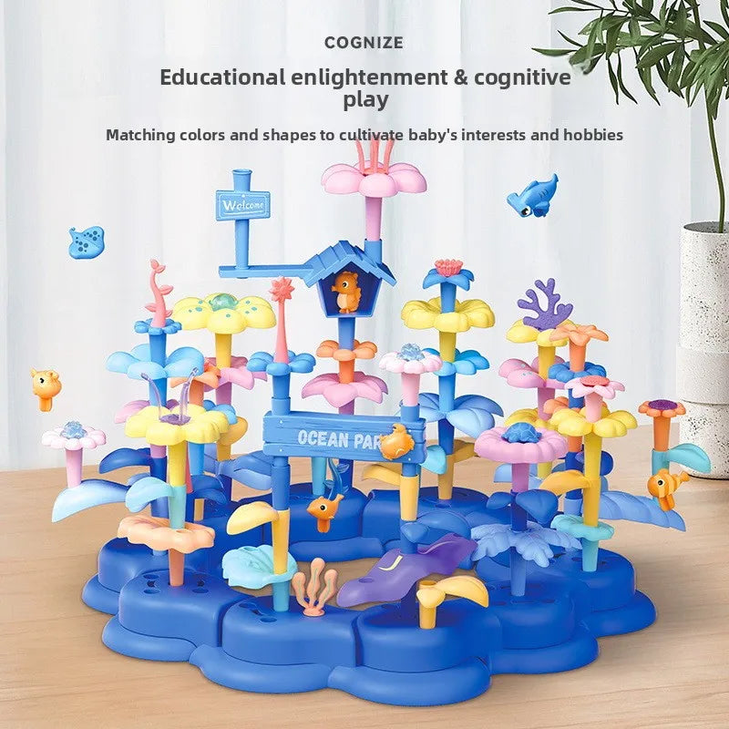 KTX-618515 DIY Ocean World Flower Building Block Toy Set for Creative Children Aged 5-13