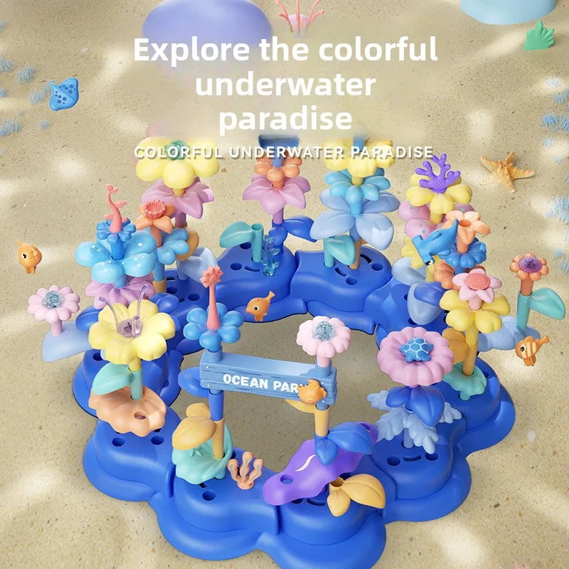 KTX-618515 DIY Ocean World Flower Building Block Toy Set for Creative Children Aged 5-13