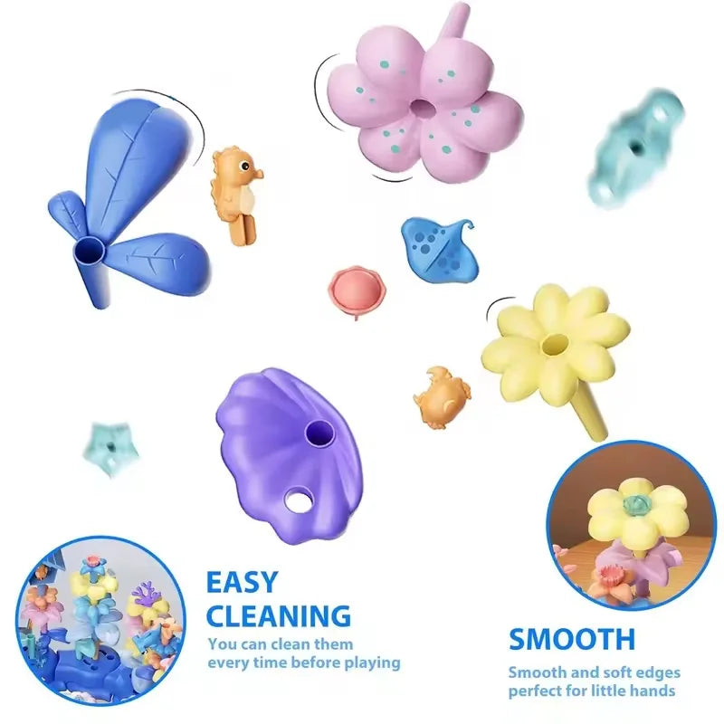 KTX-618515 DIY Ocean World Flower Building Block Toy Set for Creative Children Aged 5-13