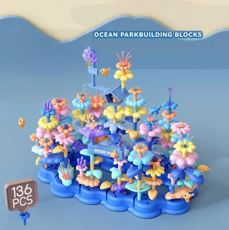 KTX-618515 DIY Ocean World Flower Building Block Toy Set for Creative Children Aged 5-13