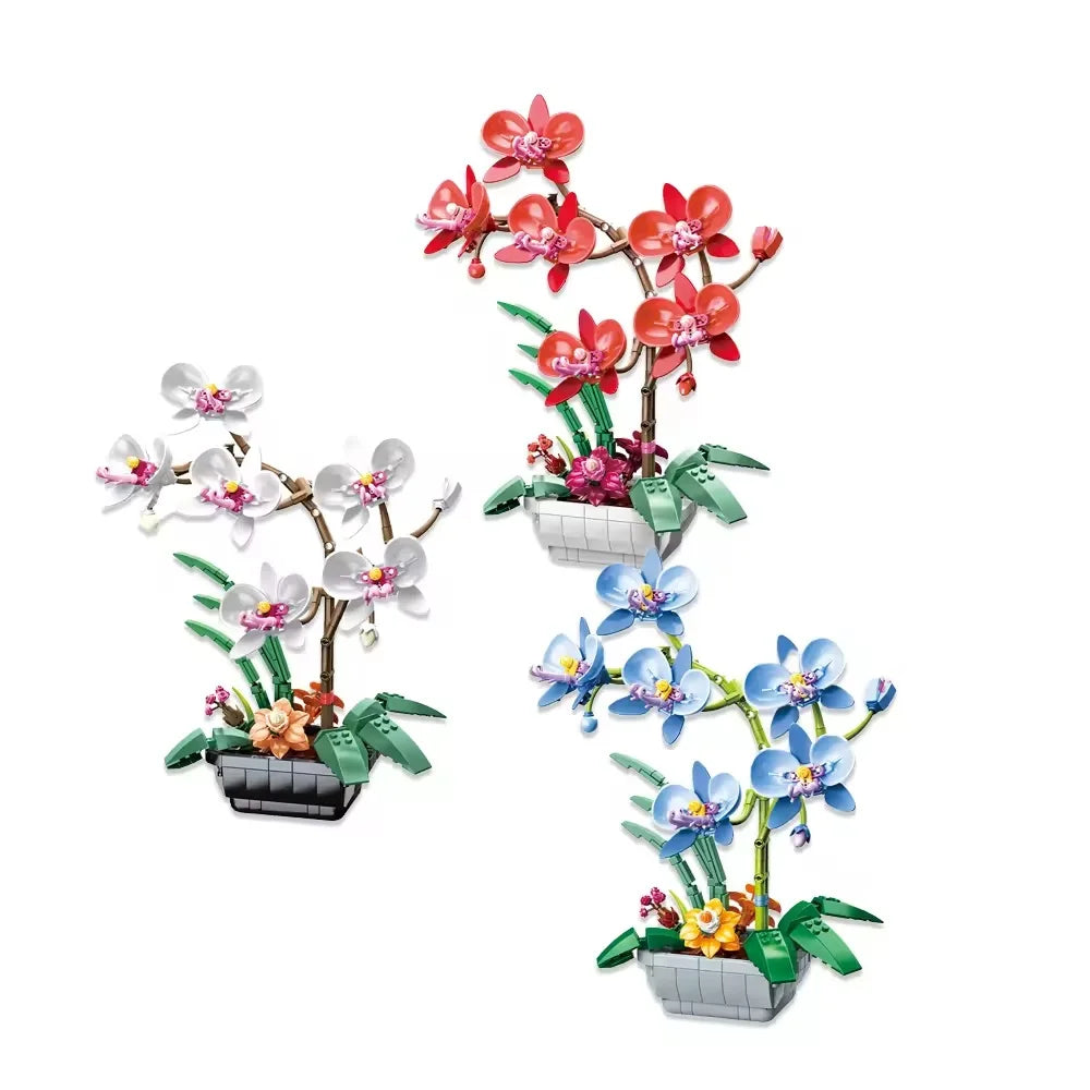 Building Block Flower Set - Simulated Moth Orchid Educational Toy for Kids, 50 Pieces