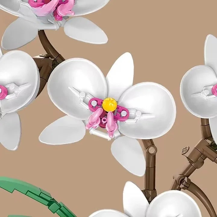 Building Block Flower Set - Simulated Moth Orchid Educational Toy for Kids, 50 Pieces