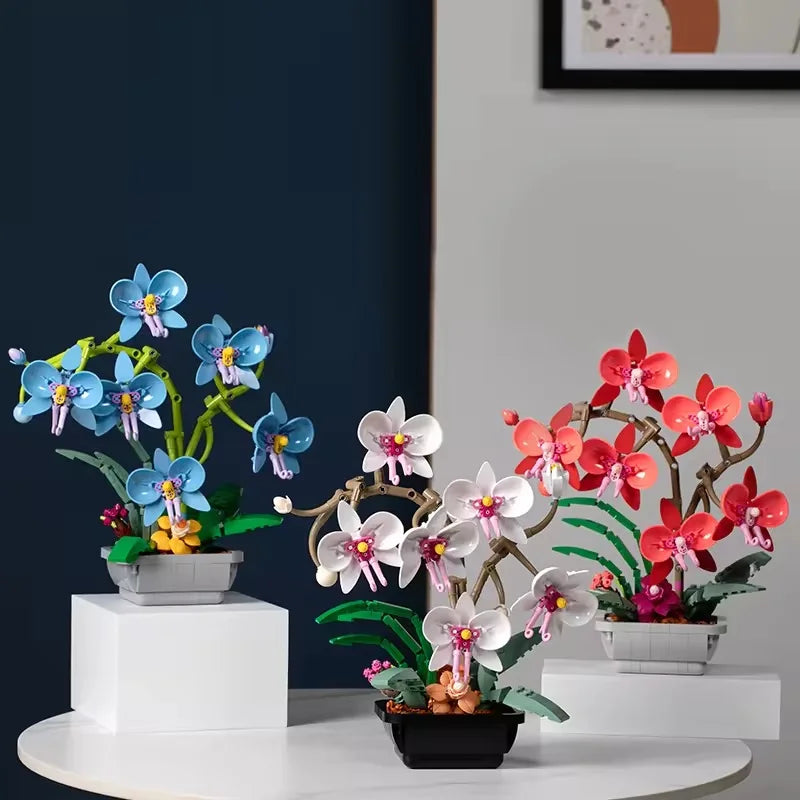 Building Block Flower Set - Simulated Moth Orchid Educational Toy for Kids, 50 Pieces