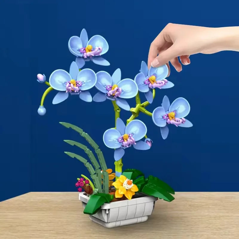 Building Block Flower Set - Simulated Moth Orchid Educational Toy for Kids, 50 Pieces