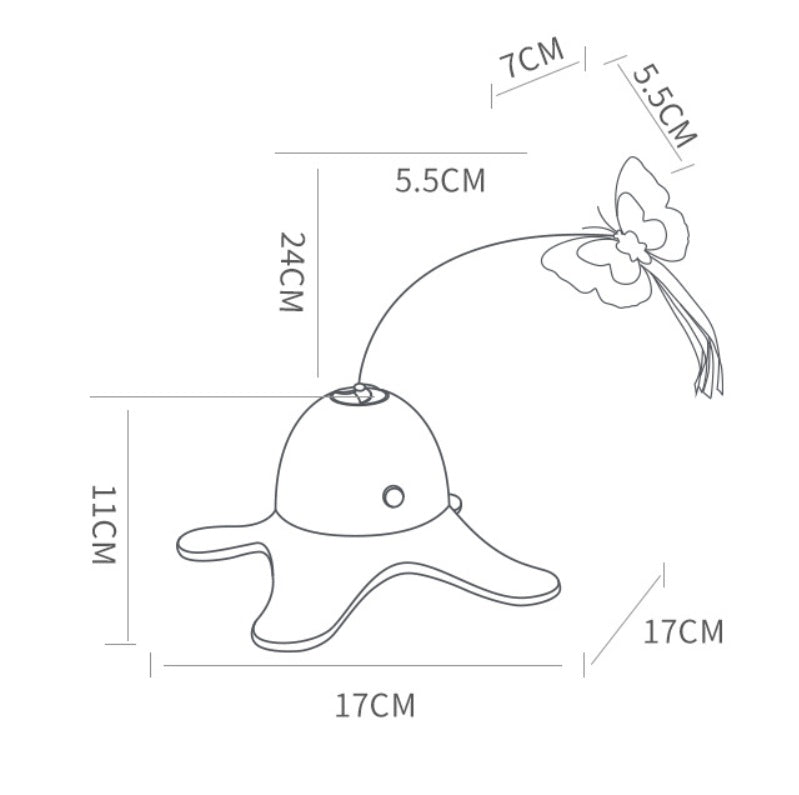 HKM-618579 Interactive Rotating Butterfly Cat Toy with Stable Base and Night Glow Effect