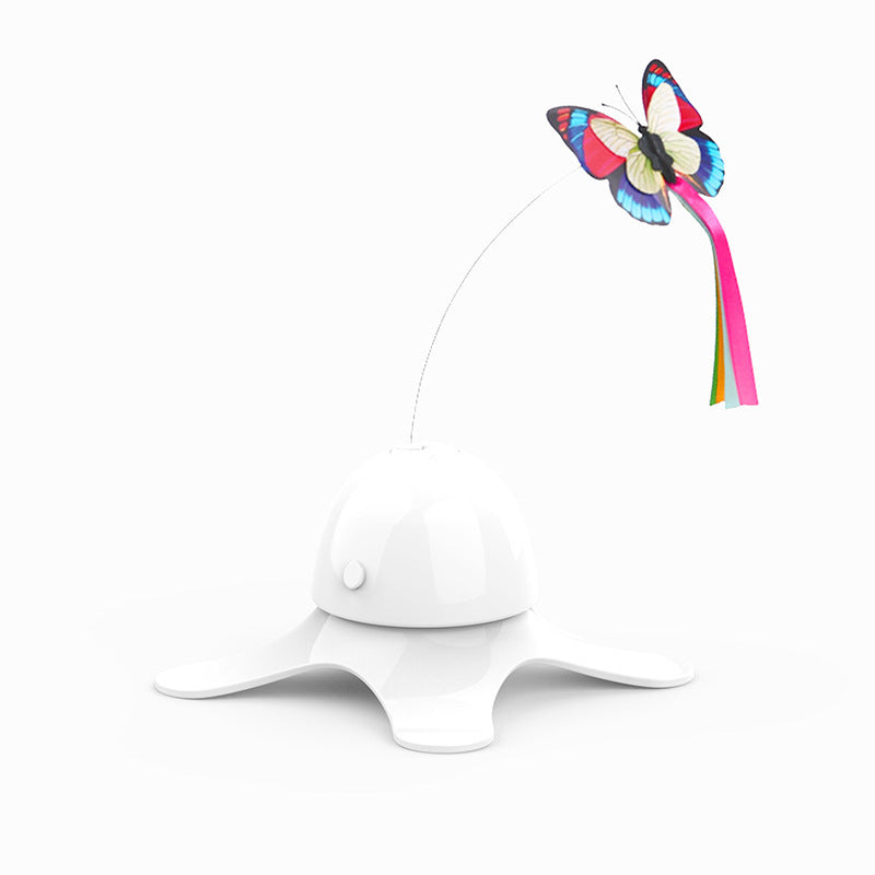 HKM-618579 Interactive Rotating Butterfly Cat Toy with Stable Base and Night Glow Effect