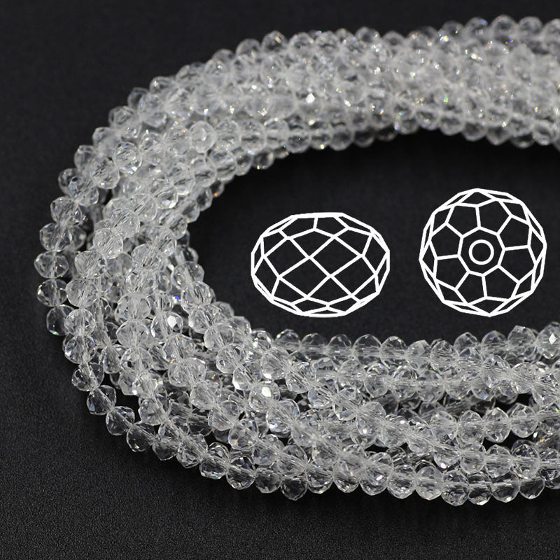 HKM-618771 Transparent Crystal Flat Glass Beads - 4x6MM in Assorted Colors