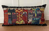 HKM-618899 Geometric Cat Design Cotton Pillow with PP Cotton Filler, 60x32cm