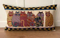 HKM-618899 Geometric Cat Design Cotton Pillow with PP Cotton Filler, 60x32cm
