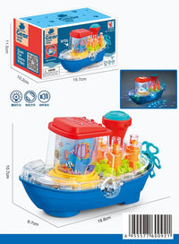 HKM-618899 Transparent Gear Tank Electric Toy with Colorful Lights and Music for Kids Ages 2-13