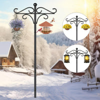HKM-619027 Heavy Duty 76-Inch Metal Shepherd's Hooks - Adjustable Double Bird Feeder Pole for Outdoor Decor and Garden Use