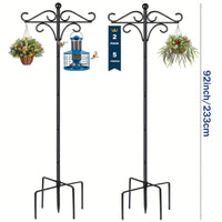 HKM-619027 Heavy Duty 76-Inch Metal Shepherd's Hooks - Adjustable Double Bird Feeder Pole for Outdoor Decor and Garden Use