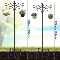 HKM-619027 Heavy Duty 76-Inch Metal Shepherd's Hooks - Adjustable Double Bird Feeder Pole for Outdoor Decor and Garden Use
