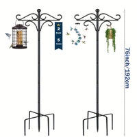 HKM-619027 Heavy Duty 76-Inch Metal Shepherd's Hooks - Adjustable Double Bird Feeder Pole for Outdoor Decor and Garden Use