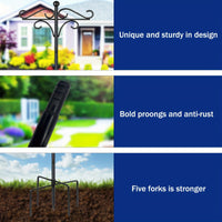 HKM-619027 Heavy Duty 76-Inch Metal Shepherd's Hooks - Adjustable Double Bird Feeder Pole for Outdoor Decor and Garden Use