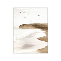 HKM-619091 Canvas Wall Art - Nordic Modern Design with Gold Foil Beach Theme, Oil on Canvas, 0.5cm White Border