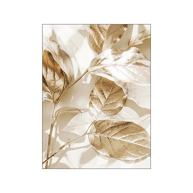 HKM-619091 Canvas Wall Art - Nordic Modern Design with Gold Foil Beach Theme, Oil on Canvas, 0.5cm White Border