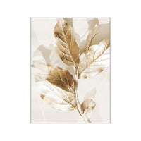 HKM-619091 Canvas Wall Art - Nordic Modern Design with Gold Foil Beach Theme, Oil on Canvas, 0.5cm White Border