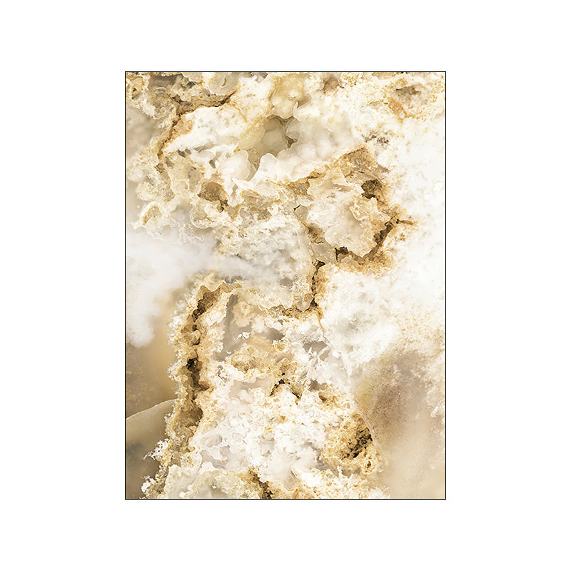 HKM-619091 Canvas Wall Art - Nordic Modern Design with Gold Foil Beach Theme, Oil on Canvas, 0.5cm White Border