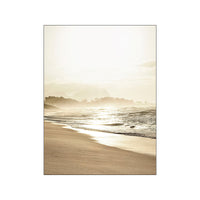 HKM-619091 Canvas Wall Art - Nordic Modern Design with Gold Foil Beach Theme, Oil on Canvas, 0.5cm White Border