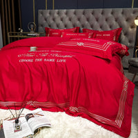 HKM-619091 Embroidered Tencel Quilt Cover Set in European Washed Cotton - 4-Piece Scandinavian Floral Design