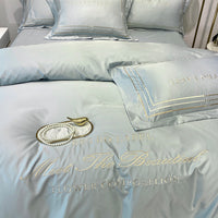 HKM-619091 Embroidered Tencel Quilt Cover Set in European Washed Cotton - 4-Piece Scandinavian Floral Design