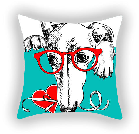 HKM-619155 Blue Series Pet Sofa Pillow Cover - Cartoon Car Print, Short Plush, 45x45cm
