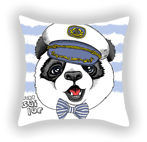 HKM-619155 Blue Series Pet Sofa Pillow Cover - Cartoon Car Print, Short Plush, 45x45cm