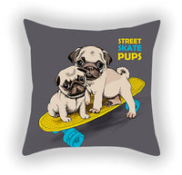 HKM-619155 Blue Series Pet Sofa Pillow Cover - Cartoon Car Print, Short Plush, 45x45cm