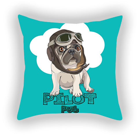HKM-619155 Blue Series Pet Sofa Pillow Cover - Cartoon Car Print, Short Plush, 45x45cm
