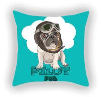 HKM-619155 Blue Series Pet Sofa Pillow Cover - Cartoon Car Print, Short Plush, 45x45cm
