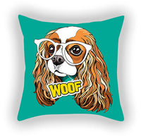 HKM-619155 Blue Series Pet Sofa Pillow Cover - Cartoon Car Print, Short Plush, 45x45cm