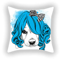 HKM-619155 Blue Series Pet Sofa Pillow Cover - Cartoon Car Print, Short Plush, 45x45cm