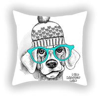 HKM-619155 Blue Series Pet Sofa Pillow Cover - Cartoon Car Print, Short Plush, 45x45cm