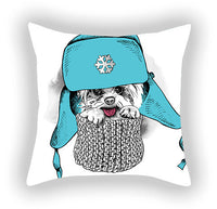 HKM-619155 Blue Series Pet Sofa Pillow Cover - Cartoon Car Print, Short Plush, 45x45cm