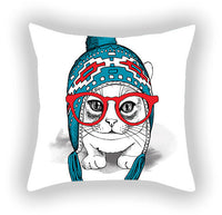 HKM-619155 Blue Series Pet Sofa Pillow Cover - Cartoon Car Print, Short Plush, 45x45cm