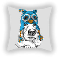 HKM-619155 Blue Series Pet Sofa Pillow Cover - Cartoon Car Print, Short Plush, 45x45cm