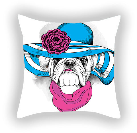 HKM-619155 Blue Series Pet Sofa Pillow Cover - Cartoon Car Print, Short Plush, 45x45cm