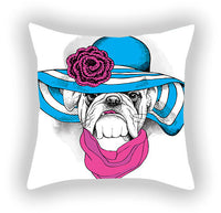 HKM-619155 Blue Series Pet Sofa Pillow Cover - Cartoon Car Print, Short Plush, 45x45cm