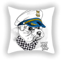 HKM-619155 Blue Series Pet Sofa Pillow Cover - Cartoon Car Print, Short Plush, 45x45cm