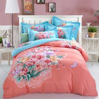HKM-619411 Pure Cotton Four-Piece Bedding Set - Soft Sanding Fabric, Quilt Cover 200x230cm, Includes Pillowcases and Sheet