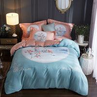 HKM-619411 Pure Cotton Four-Piece Bedding Set - Soft Sanding Fabric, Quilt Cover 200x230cm, Includes Pillowcases and Sheet