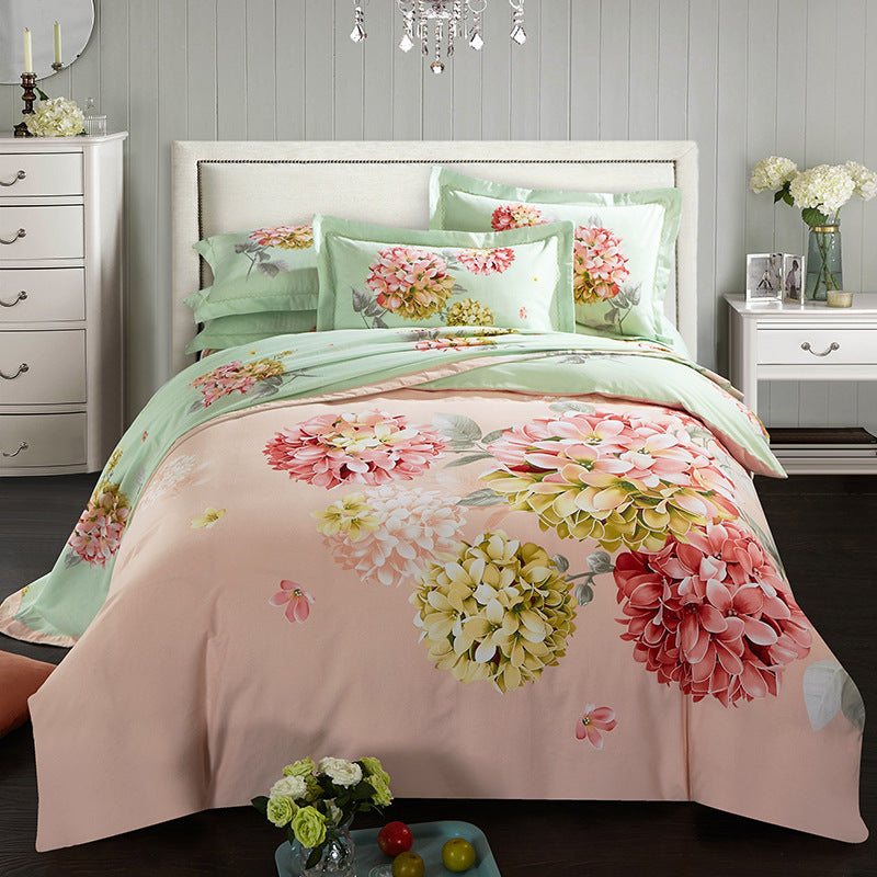HKM-619411 Pure Cotton Four-Piece Bedding Set - Soft Sanding Fabric, Quilt Cover 200x230cm, Includes Pillowcases and Sheet