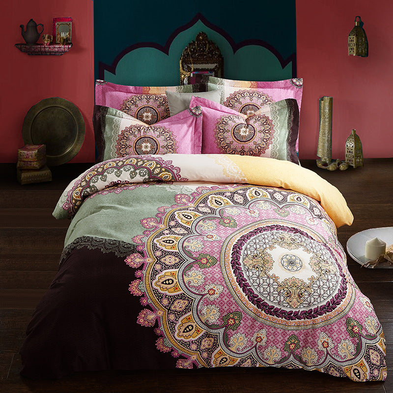HKM-619411 Pure Cotton Four-Piece Bedding Set - Soft Sanding Fabric, Quilt Cover 200x230cm, Includes Pillowcases and Sheet