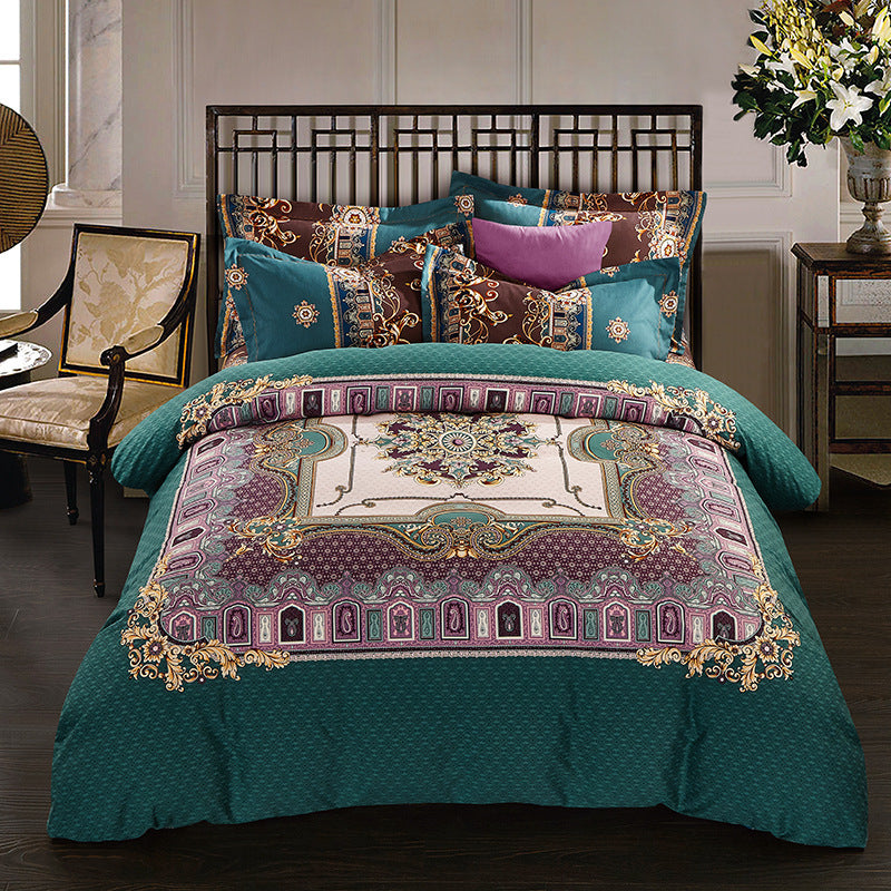 HKM-619411 Pure Cotton Four-Piece Bedding Set - Soft Sanding Fabric, Quilt Cover 200x230cm, Includes Pillowcases and Sheet
