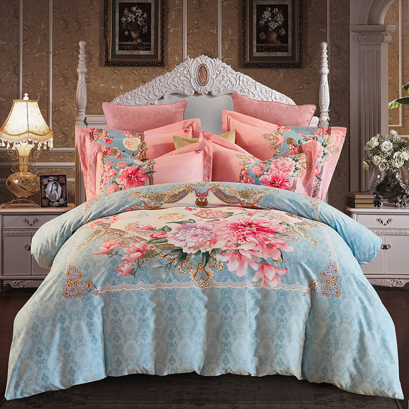 HKM-619411 Pure Cotton Four-Piece Bedding Set - Soft Sanding Fabric, Quilt Cover 200x230cm, Includes Pillowcases and Sheet